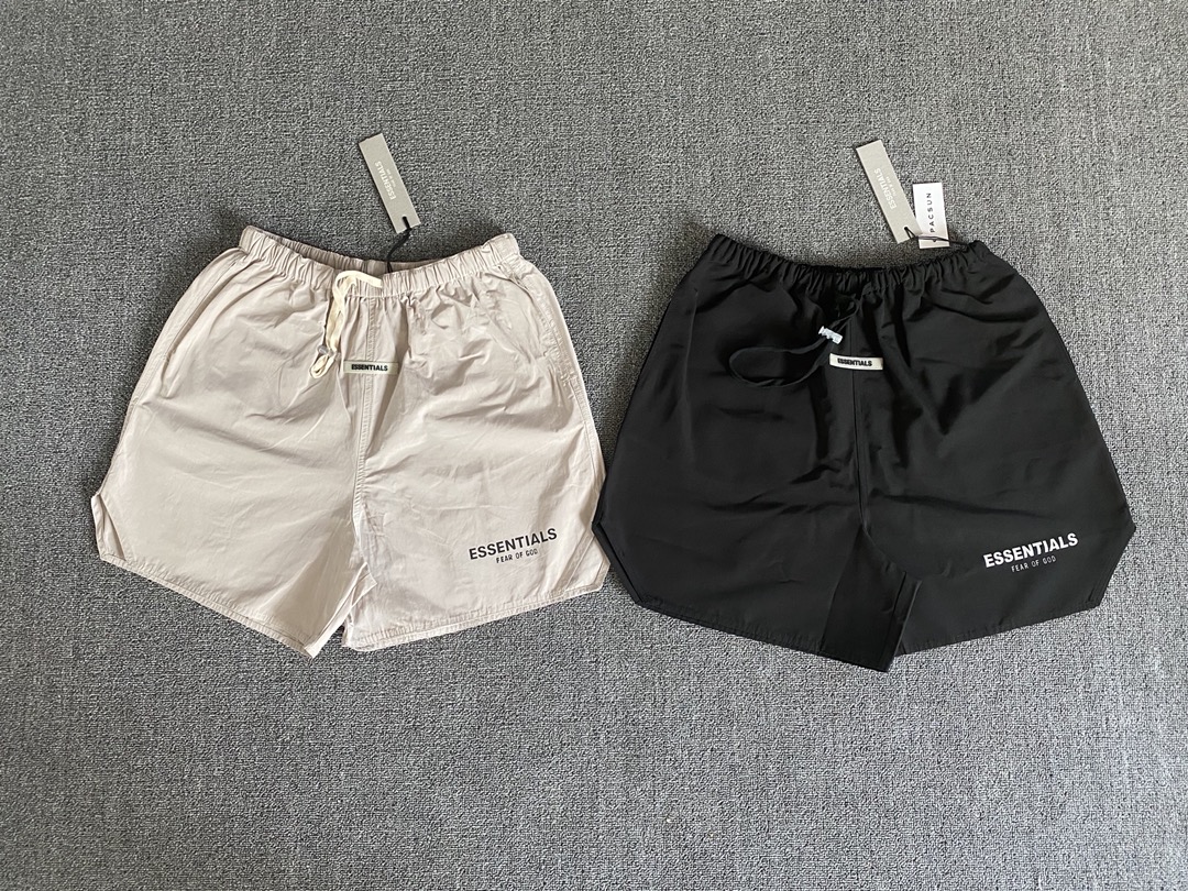 

FEAR OF GOD FOG ESSENTIALS Double-line new 3M shorts reflective nylon five-point pants, White;black