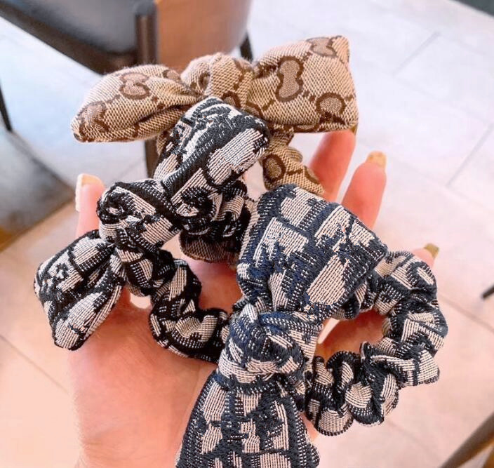 

New style Women Designer Letter Hair Rubber Band Bowknot Letter Elastic Hair Rope Ponytail Holder Luxury Hair Accessories Retro jewelry, Pink