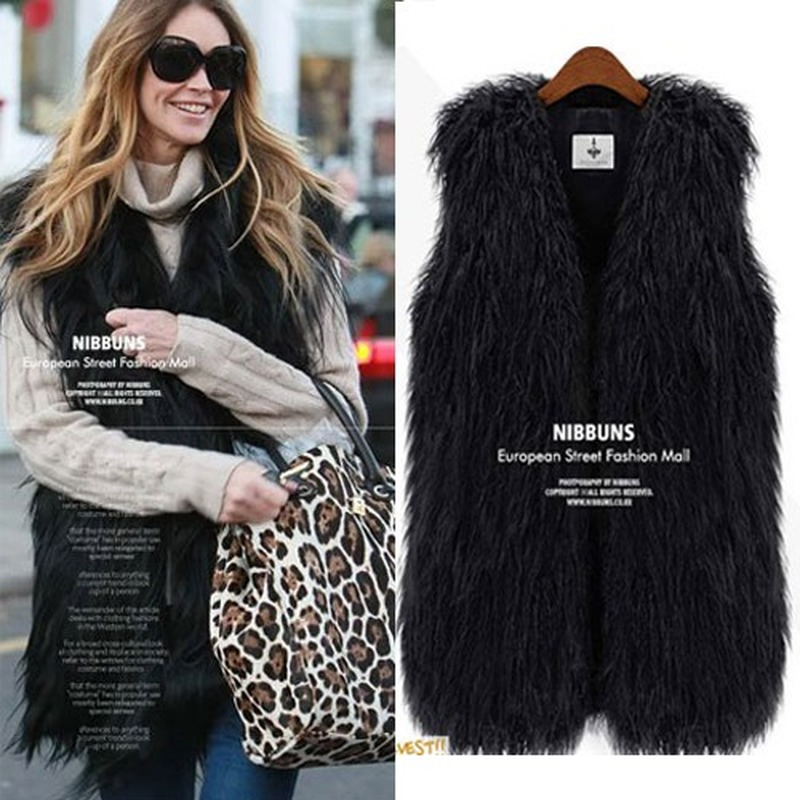 

A Large Number of Spot Foreign Trade Faux Fur Vest Coats Mao Fur Mao Vest Beach Wool Waistcoat, Black