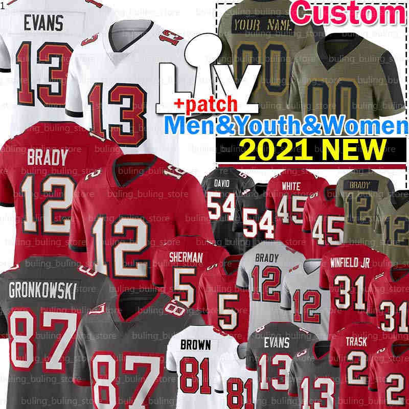 

Tom Brady Jersey Rob Gronkowski Mike Evans BuccaneersTampa BayAlstott Richard Sherman Lavonte David Devin White Antoine Winfield Trask Antonio Brown, Women jersey(h d)+patch