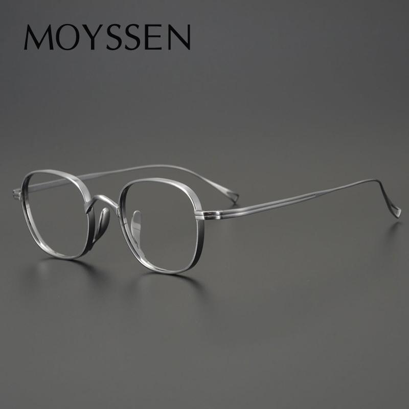 

Fashion Sunglasses Frames Moyssen Brand Design Retro Handmade Pure Titanium Eyeglasses Men Optical Prescription Glasses Frame Women Round Le
