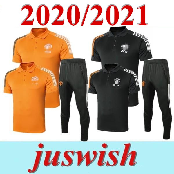 

2020 Manchester POLO Short Sleeve Shirt Trousers United POGBA Soccer Training Suit 2021 RASHFORD LUKAKU Man Football POLO Shirt Tracksuit, Black;yellow