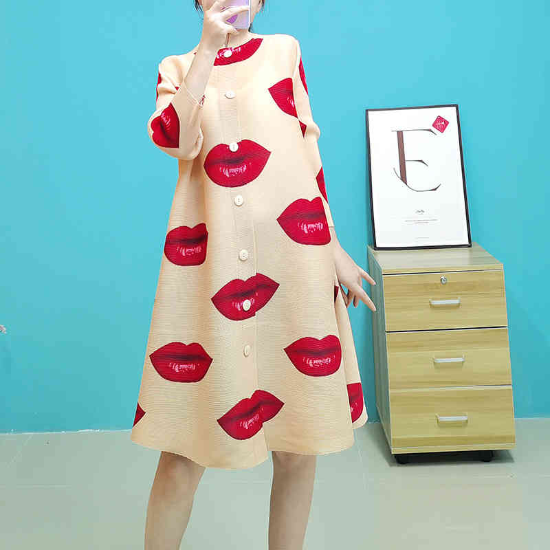 

Women's Trench Coats Gvuw regular plissado blusão vermelho lábios casaco outono novo gola único breasted trench vlue preto kb62863 IAL9, 1# shoe box