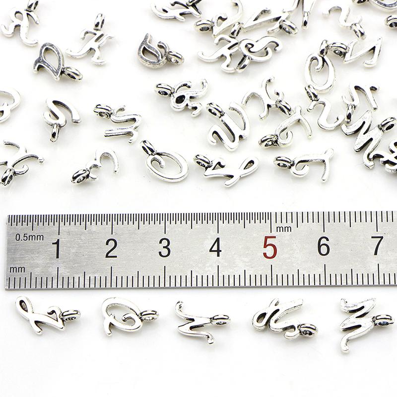 

Charms 52pcs Stainless Steel Jewelry 26 Letter Pendant Antique Fit Bracelets Necklace DIY Metal For Making, Bronze;silver
