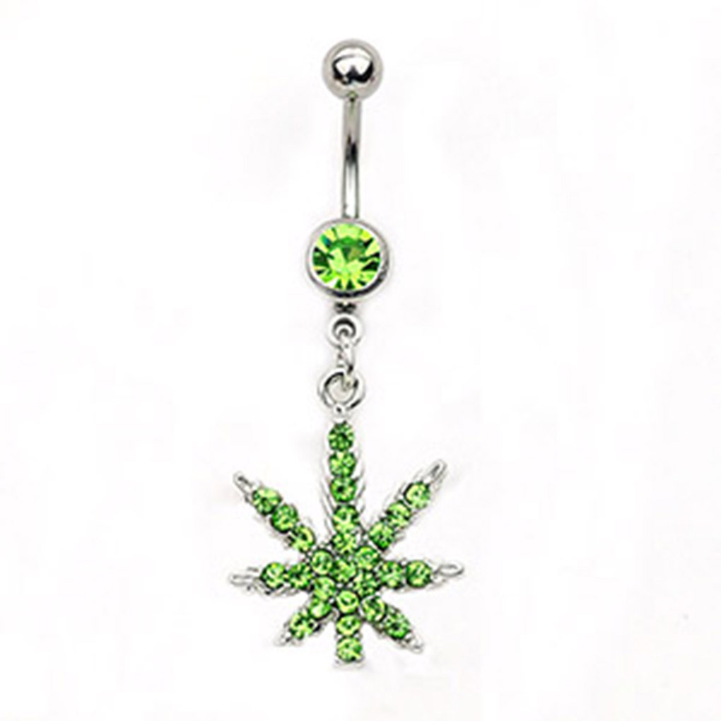 

D0809 Belly Navel Button Ring Green Color