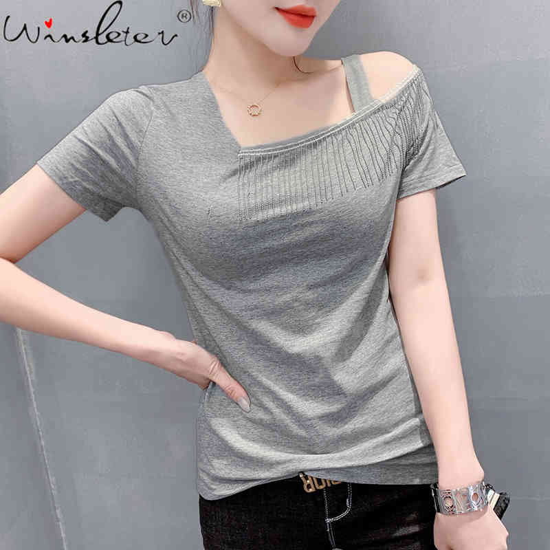 

Women' T-Shirt Summer European Clothes Cotton Fashion Sexy Hollow Out Irregularity Tassels Women Tops Short Sleeve Tees 2021 T135, Black t shirt