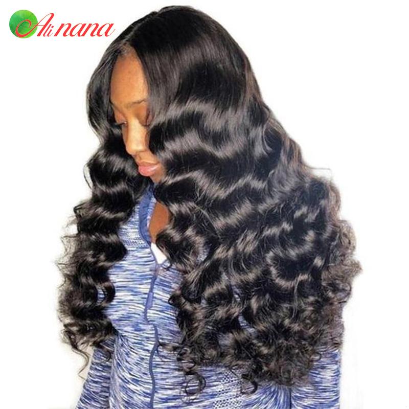 

Peruvian Loose Deep Wave Frontal Wig Human Hair Wigs 180% Density Pre Plucked Bleached Knots Remy 4x4 Lace Closure For Women, Natural color