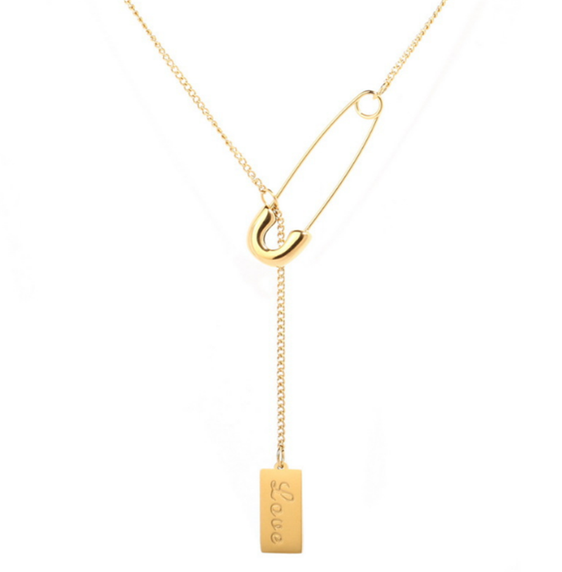 

Stainless Steel Fashion Modern Pin Paper Clip Pendant Tassel Necklace Female For Woman Necklaces