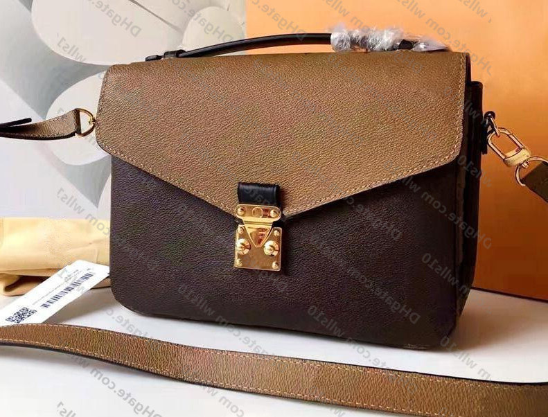 

Handbags women shoulder Bags high quality leather pochette Metis purses Floral Woman crossbody Postman bag 7-hole strap serial, Box