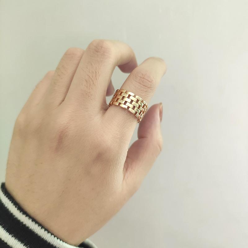 

Cluster Rings Peri'sBox Gold Silver Color Grid Wide Hollow Square Geometric For Women Vintage Open Stacking Ring Adjustable 2021
