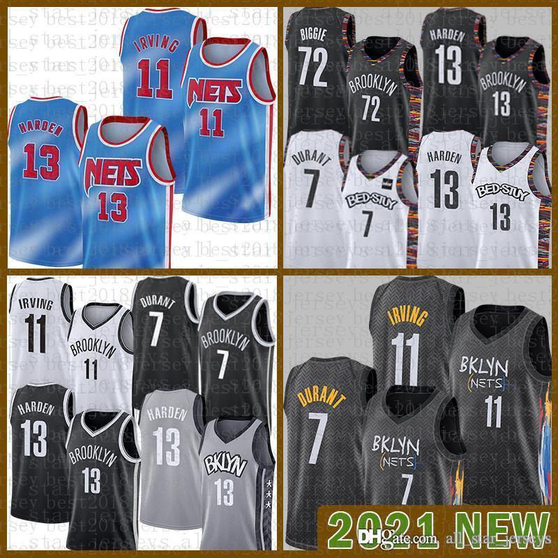 

13 Harden Basketball Jersey Kevin 7 Durant 11 Irving Mens Kyrie 2020 2021 New City Brooklyn Nets James 13 Harden white, Black;red