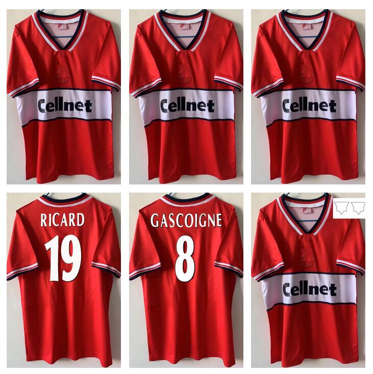 

1998 1999 Middlesbrough home soccer jerseys retro 98 99 GASCOIGNE QUEUDRUE SOUTHGATE JUNINHO RICARD football shirt Vintage Classic commemorate antique uniform