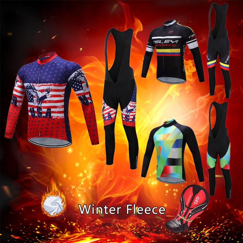

Warm Winter Cycling Jersey Set Men Thermal Fleece Bicycle Clothing BIB Gel Kit 2021 Male Road Bike Clothes Pro Suit MTB Uniform Racing Sets, Black;blue