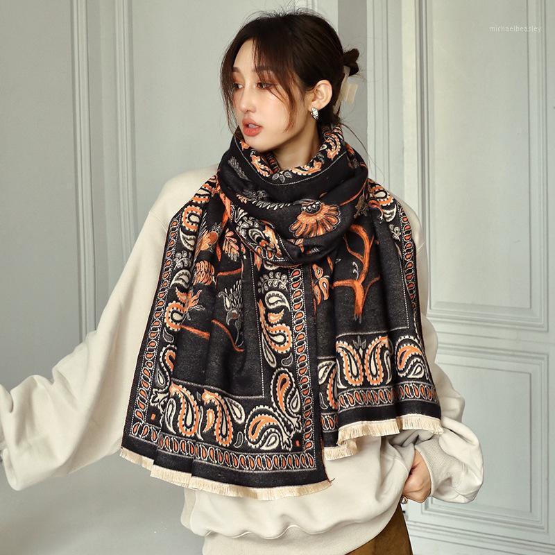 

Scarves Vintage Shawls And Wraps Cashmere Scarf Women Print Thick Blanket Neckerchief 2021 Winter Hijab Pashmina Bufanda Echarpe