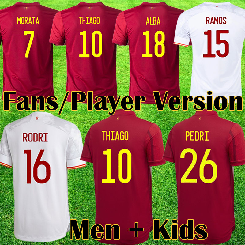 

2021 Espana soccer jersey RODRIGO TORRES PEDRI Spain Fans Player Version football shirts MORATA RAMOS THIAGO INIESTA kids kit españa equipment camisetas de futbol, Kids home