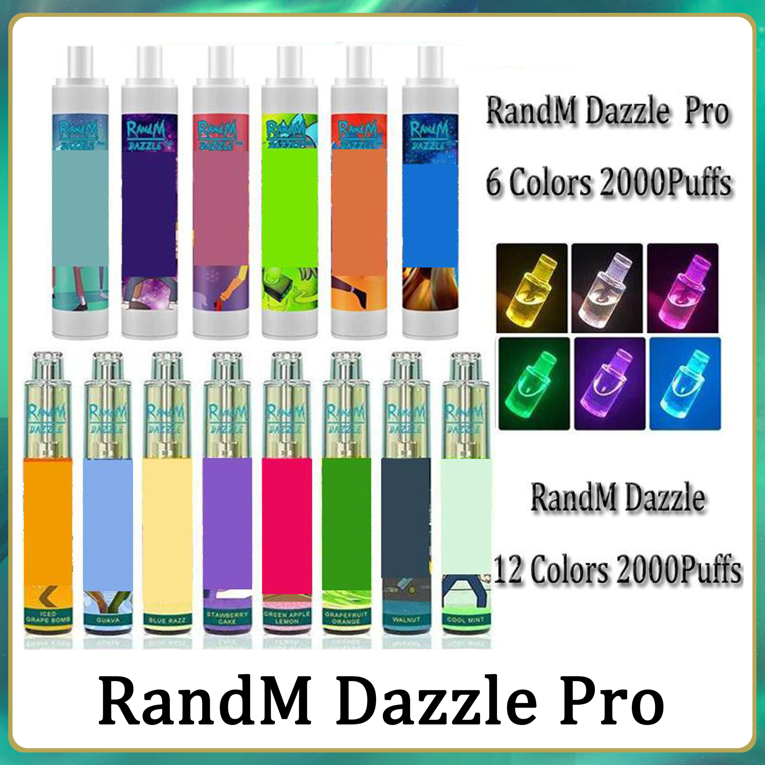 

100% Original RandM Dazzle Pro Disposable Electronic Cigarettes Device Kit 6ml Pods 2000 2600 Puffs 1100mAh Battery Vape Bar Pen refilled Bang Switch