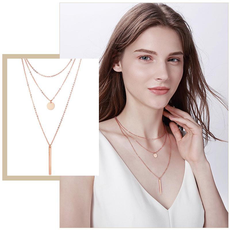 

Women Elegant 3 In 1 Layered Choker Necklaces Colors Option Stainless Steel BFF Birthday Party Gifts For Her Jewelry Chokers