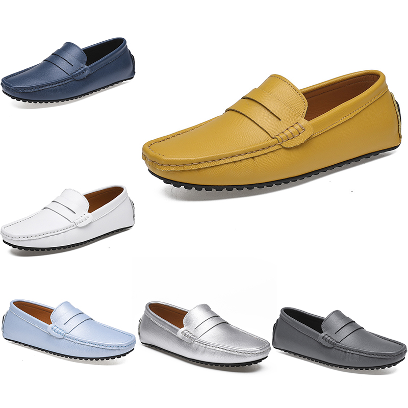 

2021 leather doudou men's casual driving shoes soft sole fashion black navy white blue silver yellow grey footwear all-match lazy cross-border 38-46 fifty four