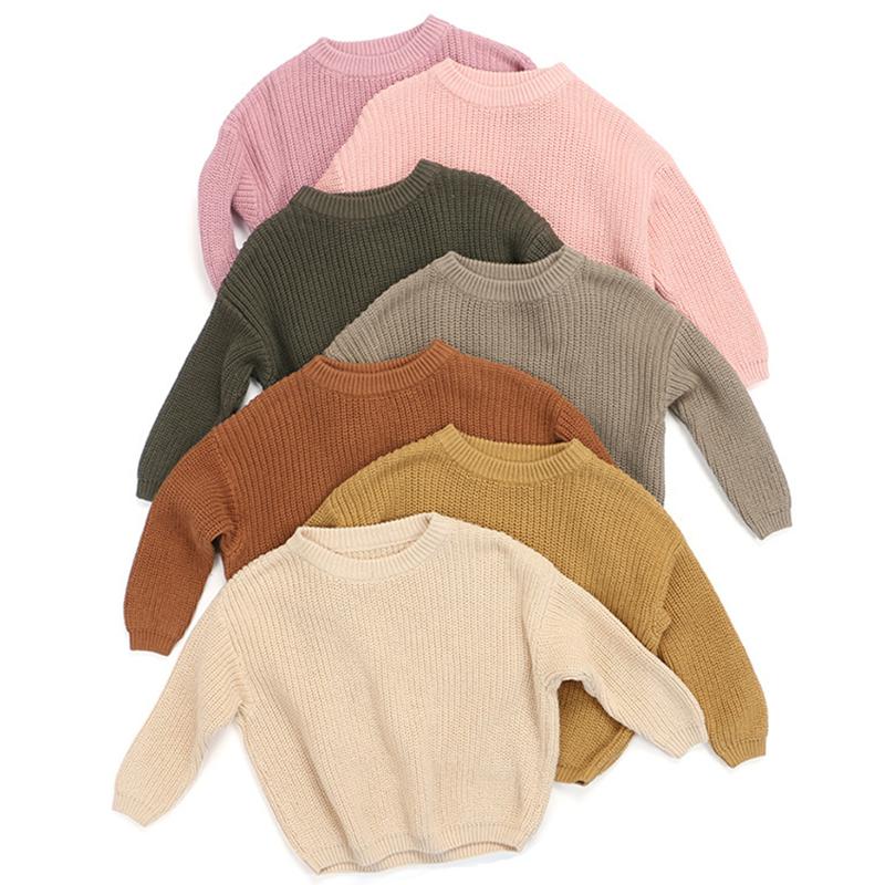 

Pullover Baby Solid Casual Basic Sweater Crewneck Thick Kids Slouchy Soft Wool Clothing For Boys Girls Autumn Winter Sweaters Hooded Tops