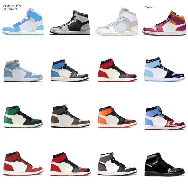 

With Box Jumpman 1 Mid Shoe Basketball Shoes Top Quality 1s Purple Silver University Blue High Hyper RoyalUnc Men Women Trainer Sneaker, #1