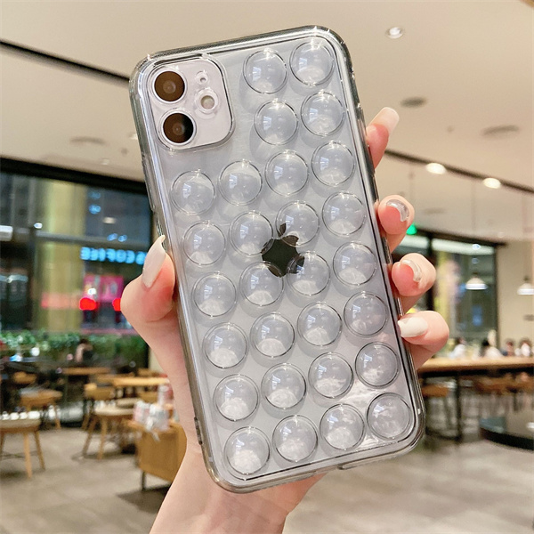 

Buttons Transparent Clear Soft Phone Cases Full-Body Protection For iPhone 12 Pro Max 11 XS XR 6 7 8 Plus 13 Decompression case, Purple
