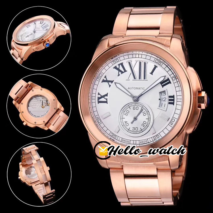 

Big Date 43mm W7100036 W7100016 Sport Watches White Dial Seagull 1713 Automatic Mens Watch Two Tone Rose Gold Case Steel Bracelet Hello_Watch, Waterproof service