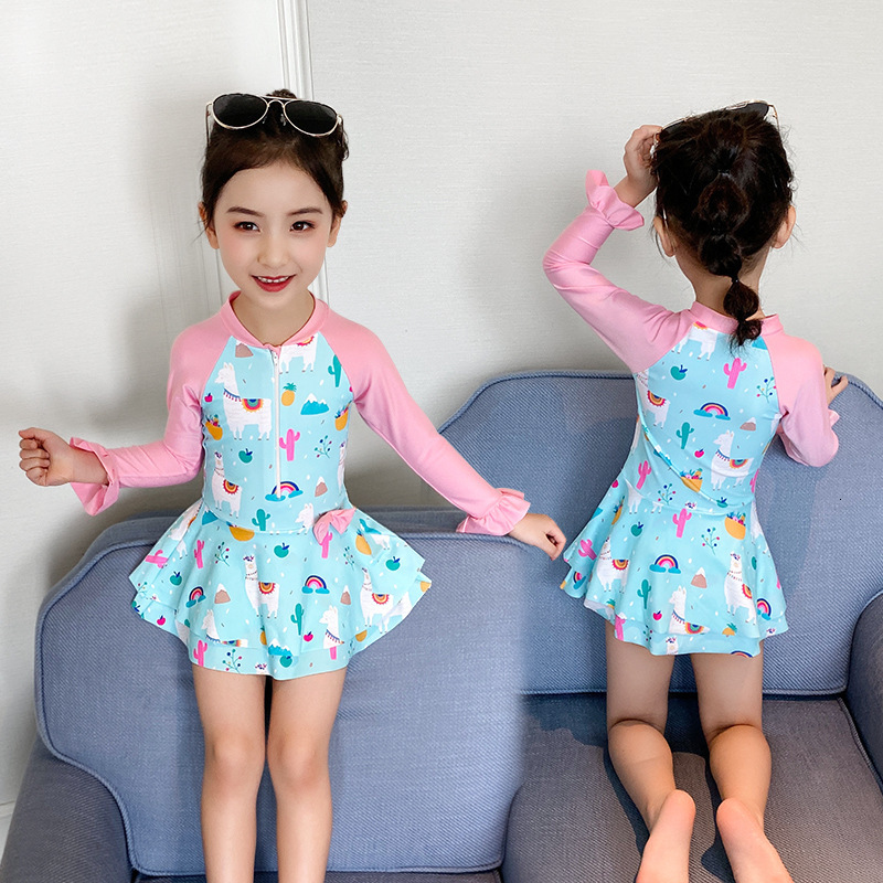 piece New one Princess girls&#039; middle and big kids&#039; hot spring lovely swimsuit-image-671916195