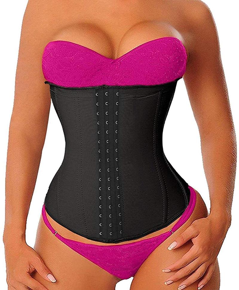 

Women's Shapers Latex Waist Trainer Long Torso Underbust Corsets Cincher Sport Girdle Fajas Colombianas Corset, Black