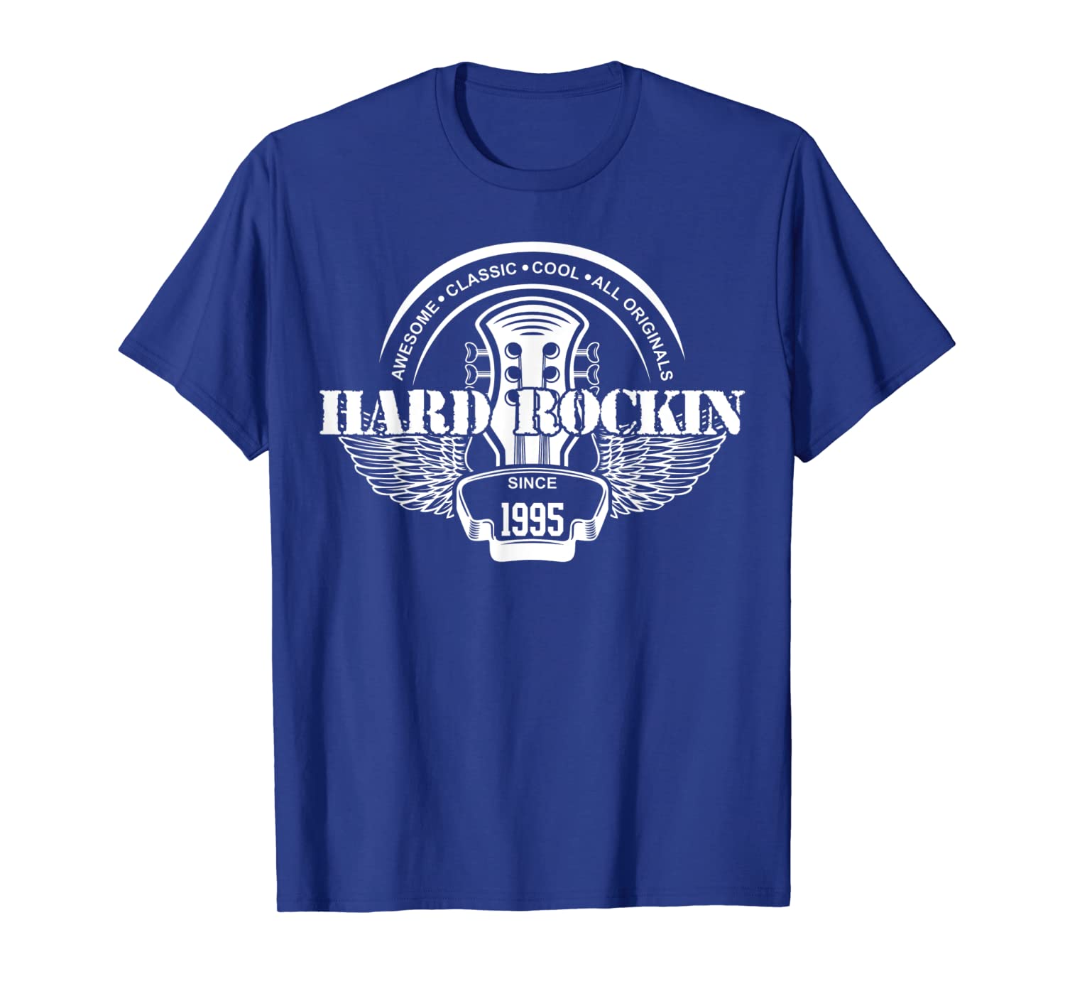 

all original hard rocking since 1995 t-shirt, White;black