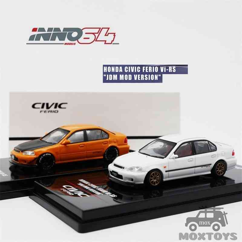 

Honda Civic FERIO vi-rs JDM mod, additional wheel and die casting sticker, white / orange, model 1:64PUEY