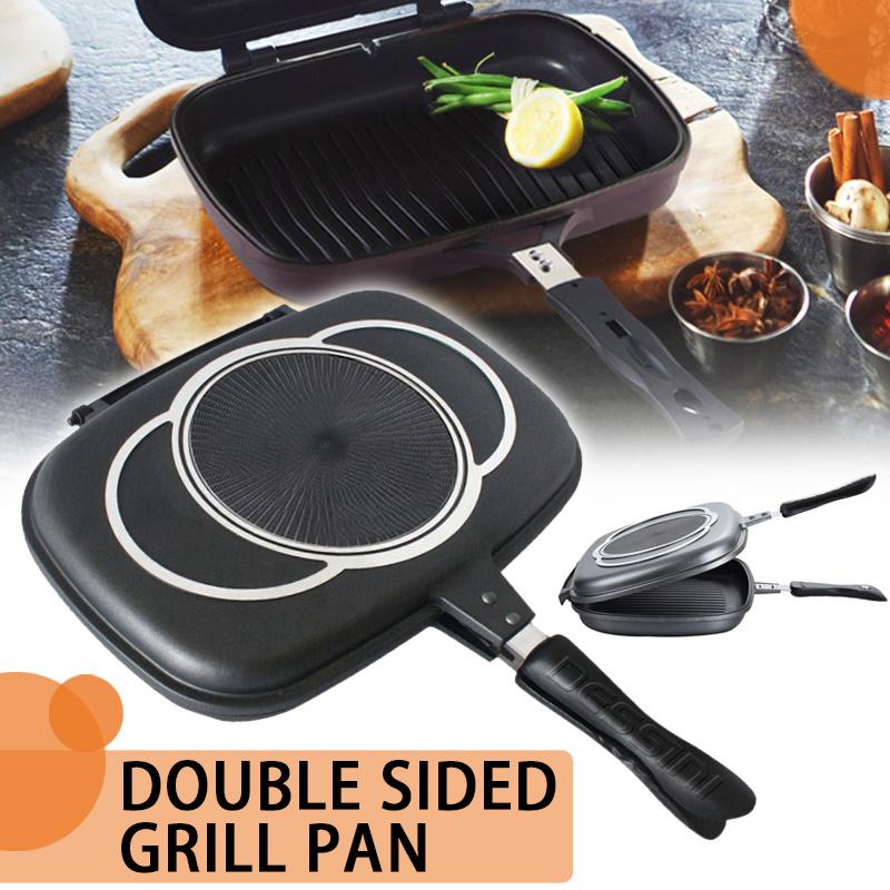 

Frying Pan Non-Stick Double-Sided Barbecue Cooking Tool Stable Durable And Reliable Cookware Suitable For Home Outdoor @LS Pans