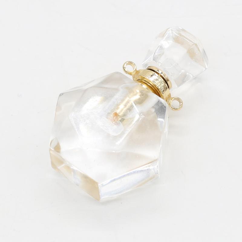 

Charms Natural Stone Perfume Bottle Pendants Durable White Crystal Essential Oil Diffuser Pendant For Jewelry Making Necklace Accessory, Bronze;silver
