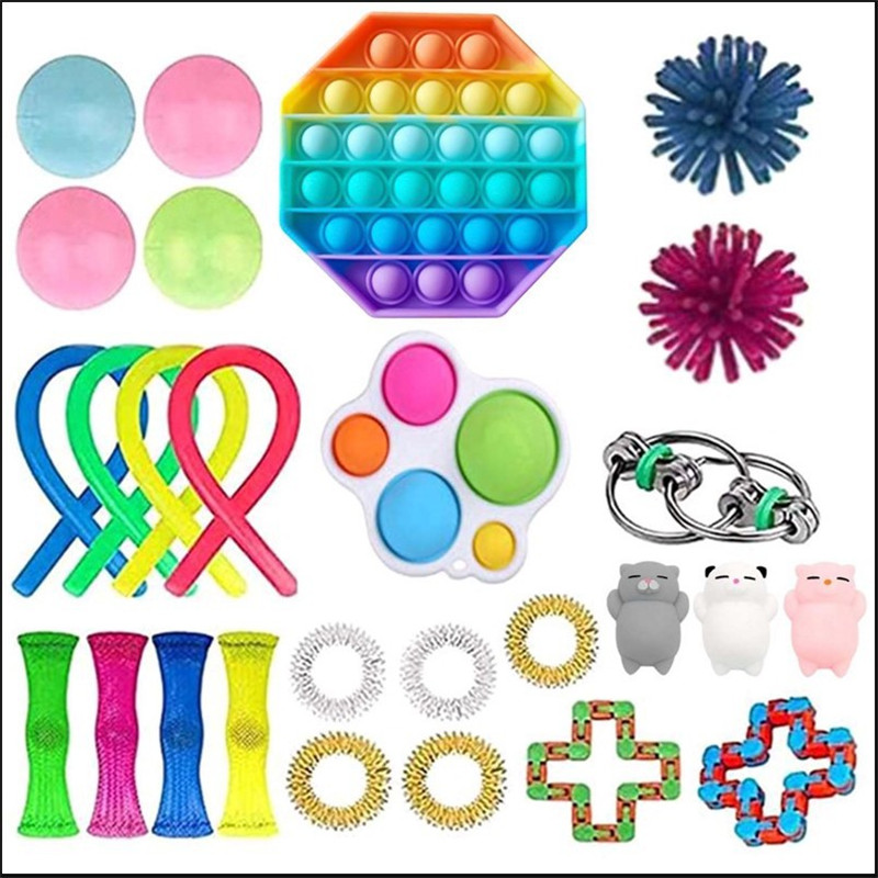 

In Stock 20-29pcs Fidget Toy Sets For Adults Children Stress Reliever Anti Stress Sensory Toys Birthday party Gifts