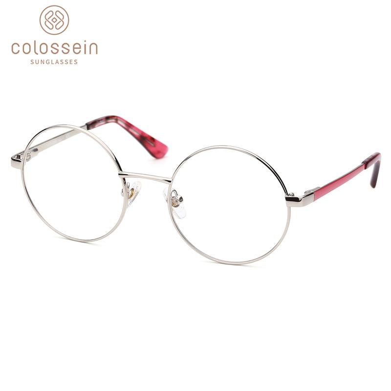 

Fashion Sunglasses Frames COLOSSEIN Metal Eyeglasses Frame Women Round Stainless Steel Glasses Men Transparent Retro Clear Lens Fake Myopic