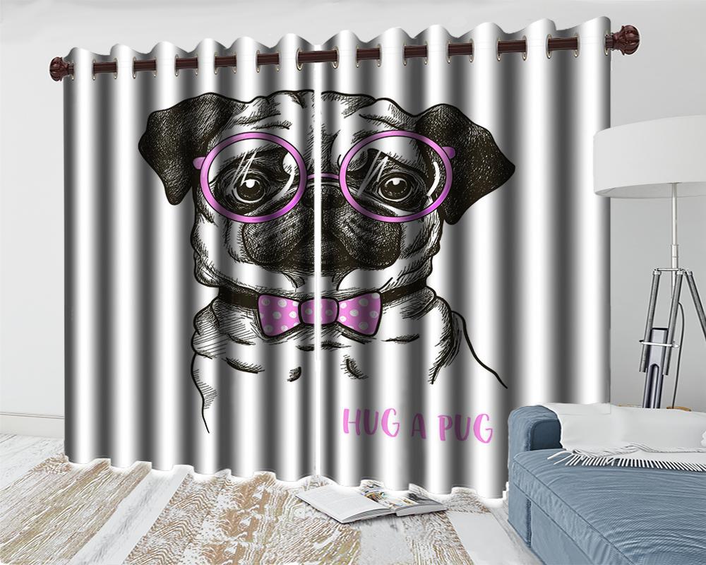 

3d Cartoon Animal Modern Curtain Cute Dog Beautiful Bedroom Window Treatment Drapes Home Decor