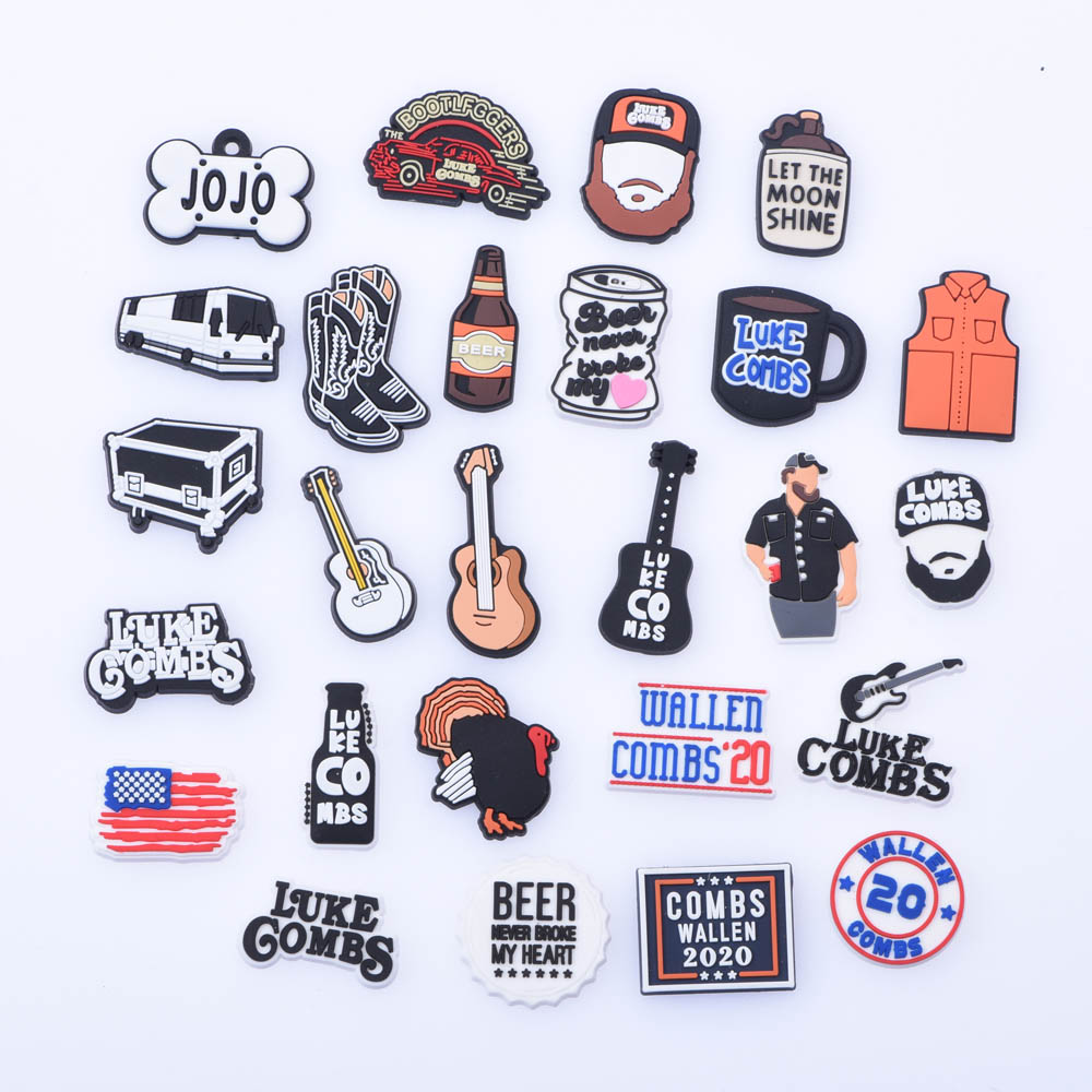 

Ready stock fast ship with man shoe designer charm for guitar rock, White;pink