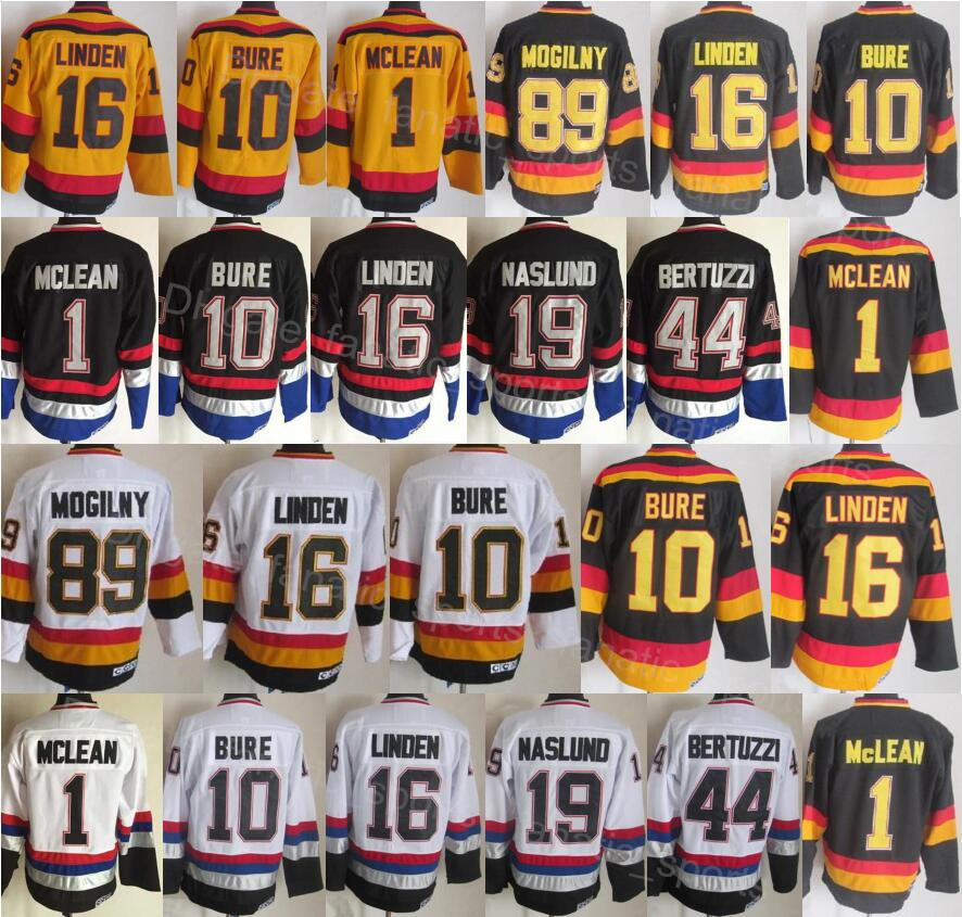 

Men Retro Ice Hockey 16 Trevor Linden Vintage Jersey 89 Alexander Mogilny 44 Todd Bertuzzi 10 Pavel Bure 1 Kirk Mclean All Stitched Home White Black Yellow Sale FaYi, 1 black
