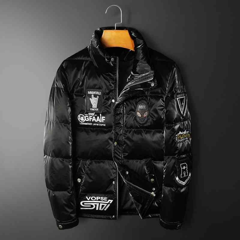 

Men's Down & Parkas men's 80 down winter jacket stand collar bright face short RIR3, Black