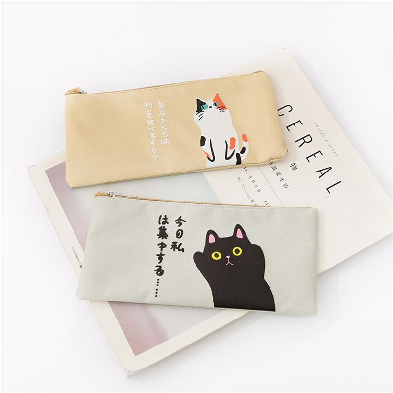 

girls cartoon makeup pouch canvas women cosmetic bag cute cat toiletry washing pocket travel necessary brush organizer bags