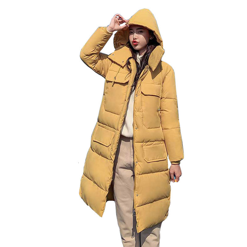 

Women's Down & Parkas Chic Long Hooded Winter Coat Jacket Student Warm Cotton padded Wadded Casaco Feminino Abrigos Mujer Invierno, Black