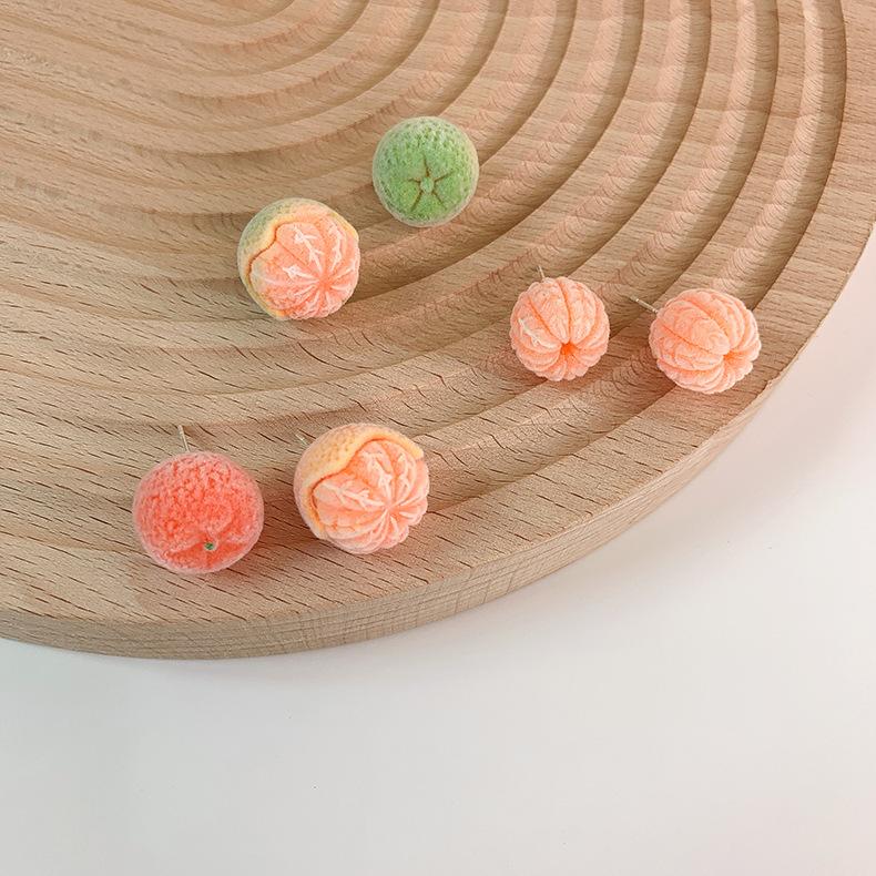 

Stud 2021 Korean Fruit Orange Sweet Cute Lovely Winter Plush Earrings For Women Fashion Jewelry Party Pendientes Mujer