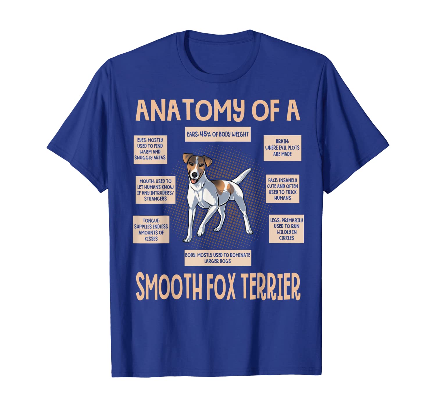 

Anatomy Of A Smooth Fox Terrier T-Shirt Funny Puppy Gift, White;black
