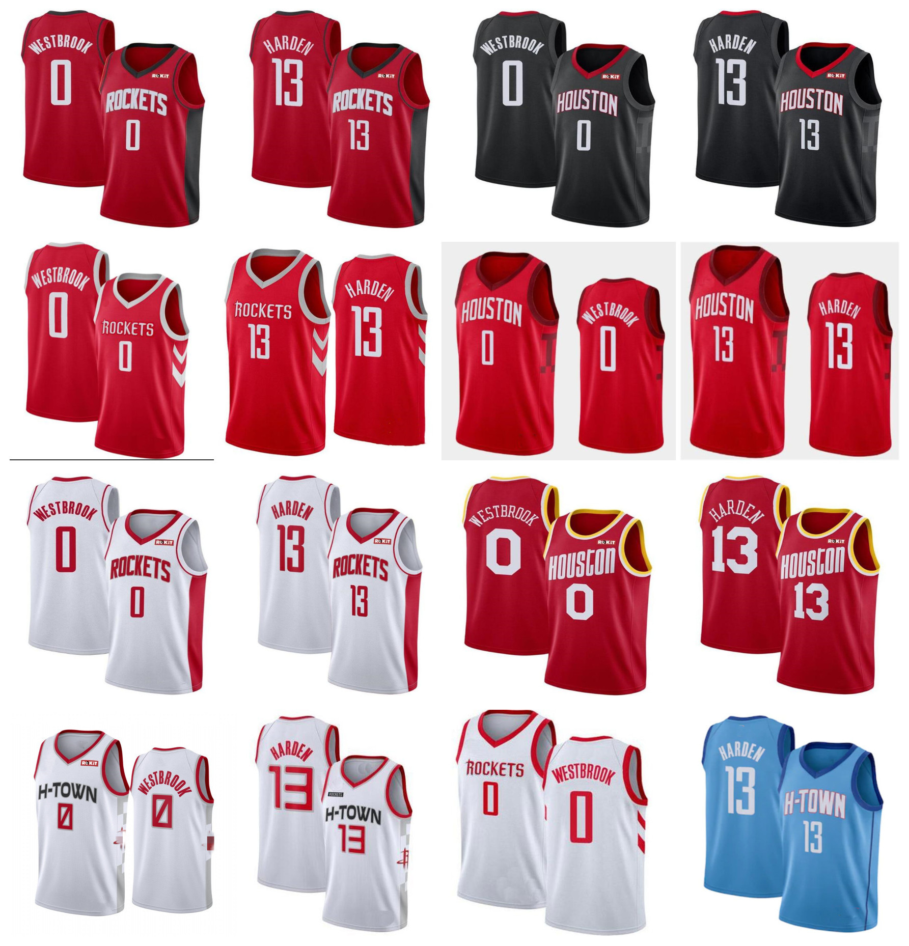 

Stitched Big Yards S-6XL 13 Harden Basketball Jerseys Red White 0 Westbrook Jersey Fans Shirt Vest NCAA Mens Edition City, Black;red