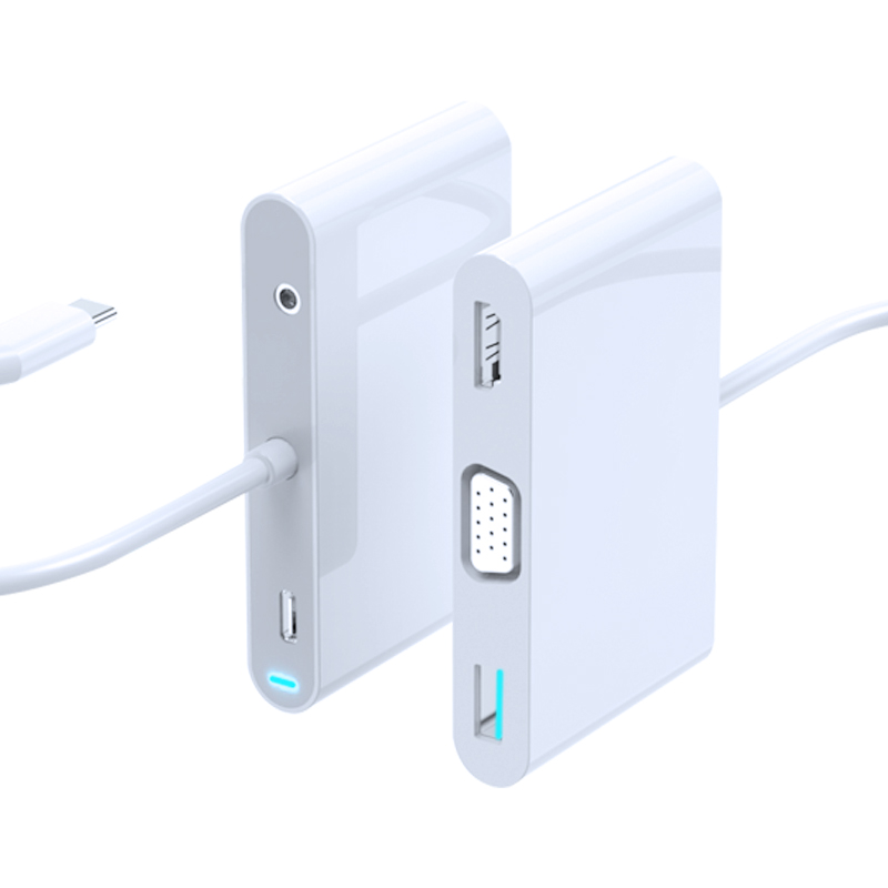 Type C Hub To HDMI VGA TF/SD Card Reader USB-3.0 PD Charging 3.5mm Audio Jack Docking Station For Macbook Laptop-image-692316676