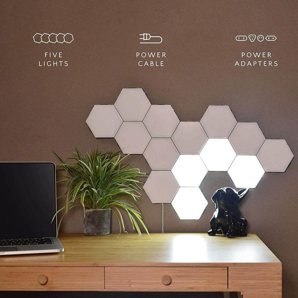 

1-65 Pieces DIY Wall Lamp Touch Switch Quantum LED Hexagonal Lamps Modular Creative Decoration Night Light Hexagons for Home