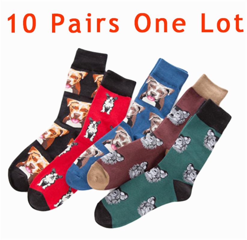 

Men's Socks 10 Pairs Dog Star Men Crew Colorful Animal Happy Cotton Dress, Black