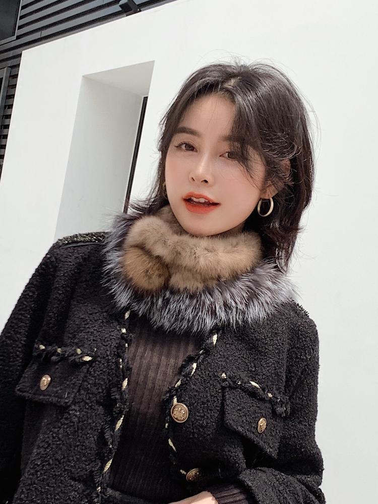 

Scarves Sable Collar Purple Mink Series Scarf Female Fur Winter Style Warm Fashion