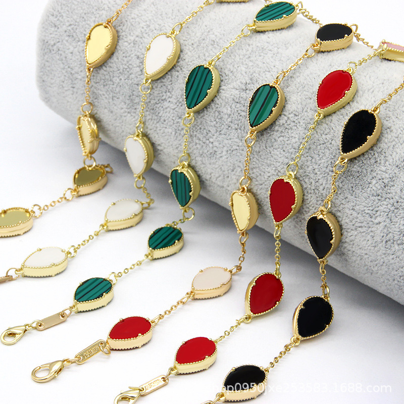 

Hot Selling Women Style Double Side Rainbow Shell Tear Drop Charm Bracelet Jewelry Wholesale