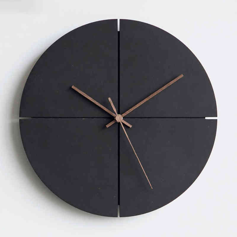 

Wooden Wall Clock with Walnut Hands, Silent Quartz, Round / Square Decorative Clock for Living Room Home Office, Black H1230