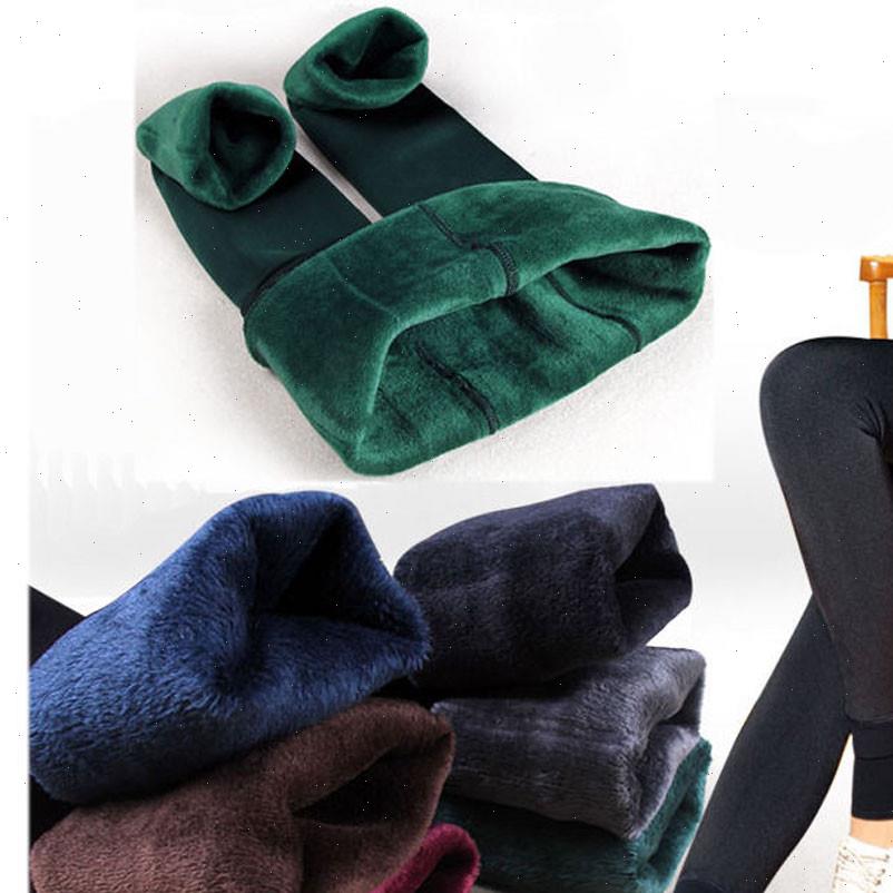

autumn winter thick warm women leggings brushed lining stretch fleece pants trample feet high elasticity 5$, Black